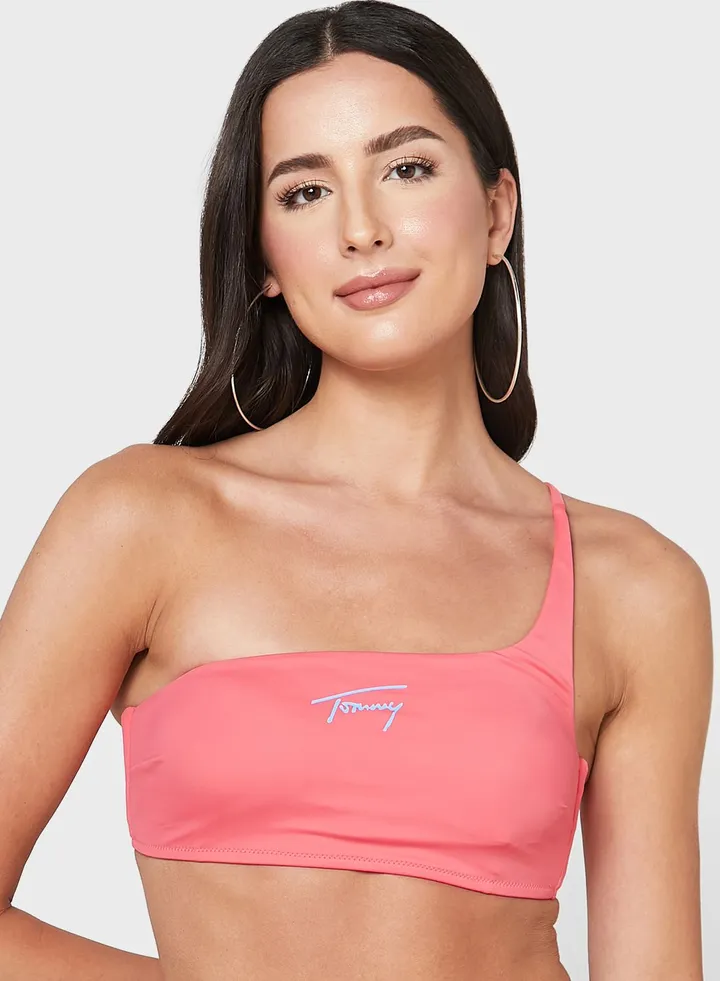 One Shoulder Logo Bikini Top