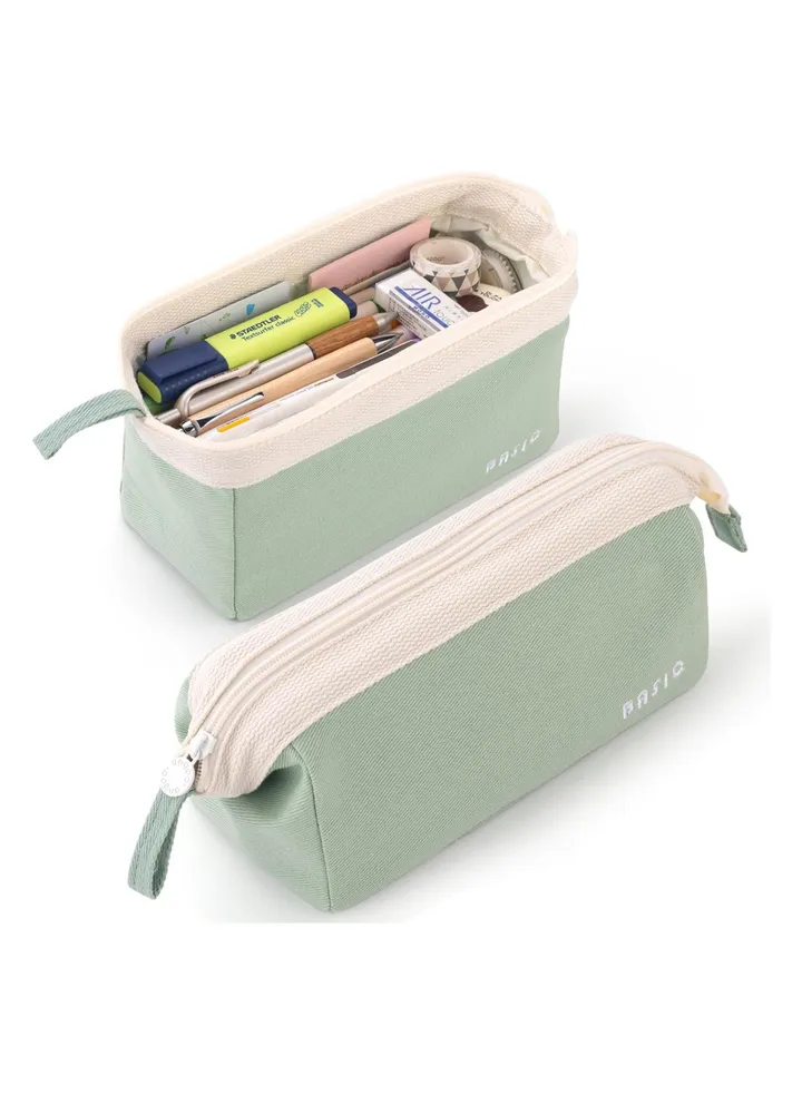 Wide-Open Pencil Case Big Capacity Pencil Pouch Portable Pen Bag School Supplies for Students Boys Girls, 1pcs, Green