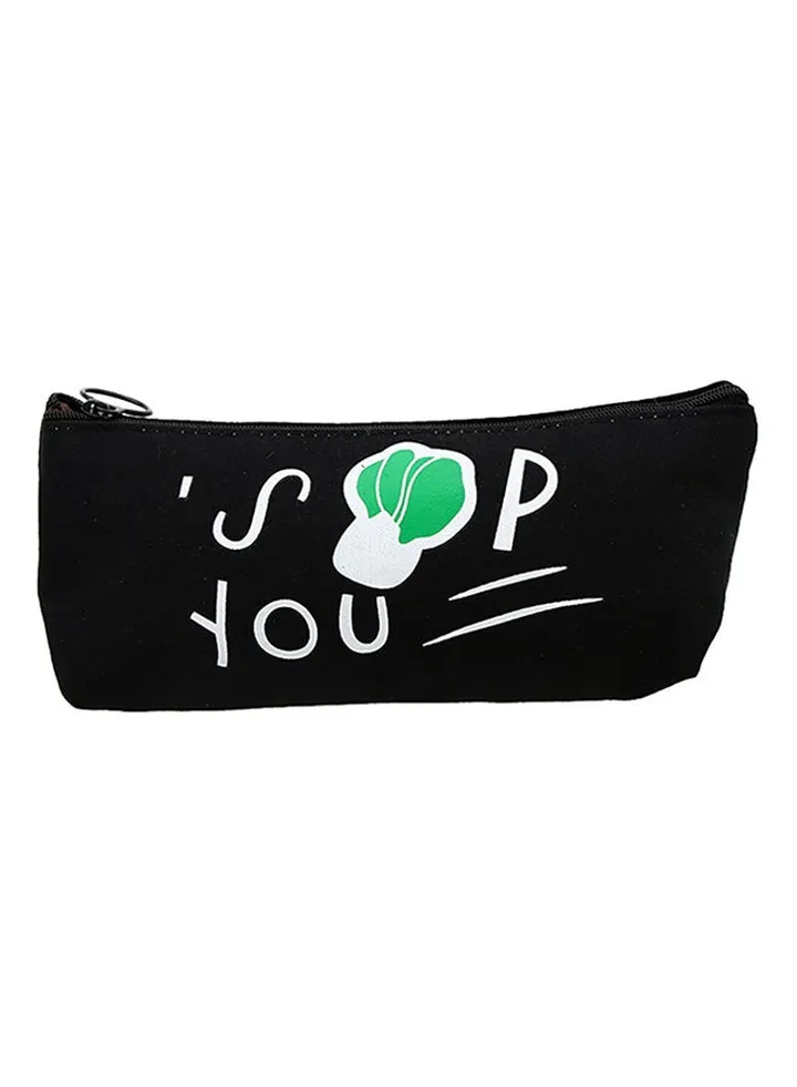 Vegetarianism Pen Pencil Case Black/White