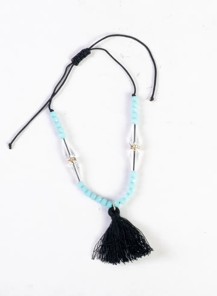 Black/Baby Blue Ankel Bracelet Premium Quality & Against Color Change