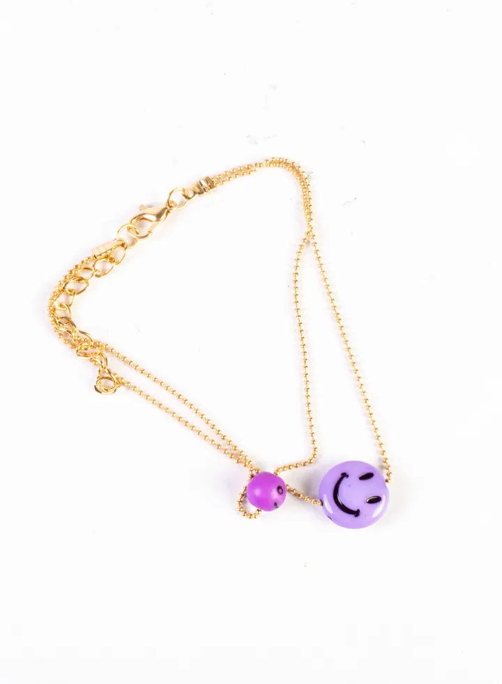 Purple Smile Face Ankel Bracelet Premium Quality & Against Color Change