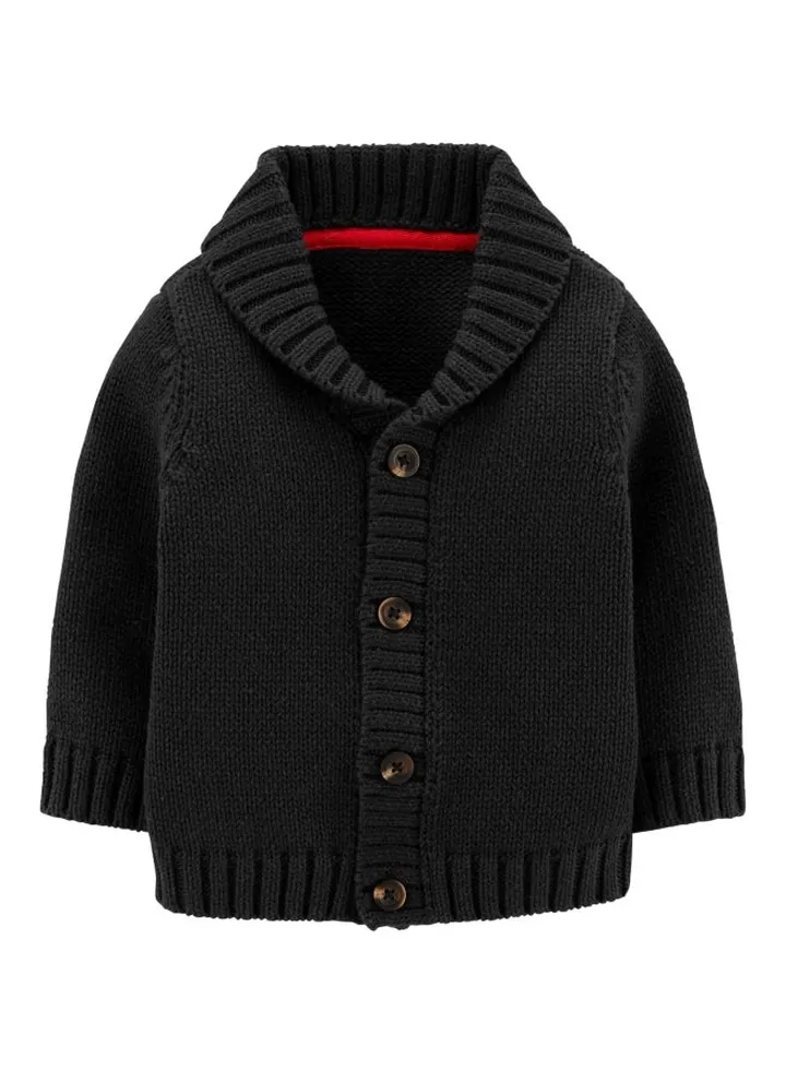 Cotton Long Sleeves Cardigan Black