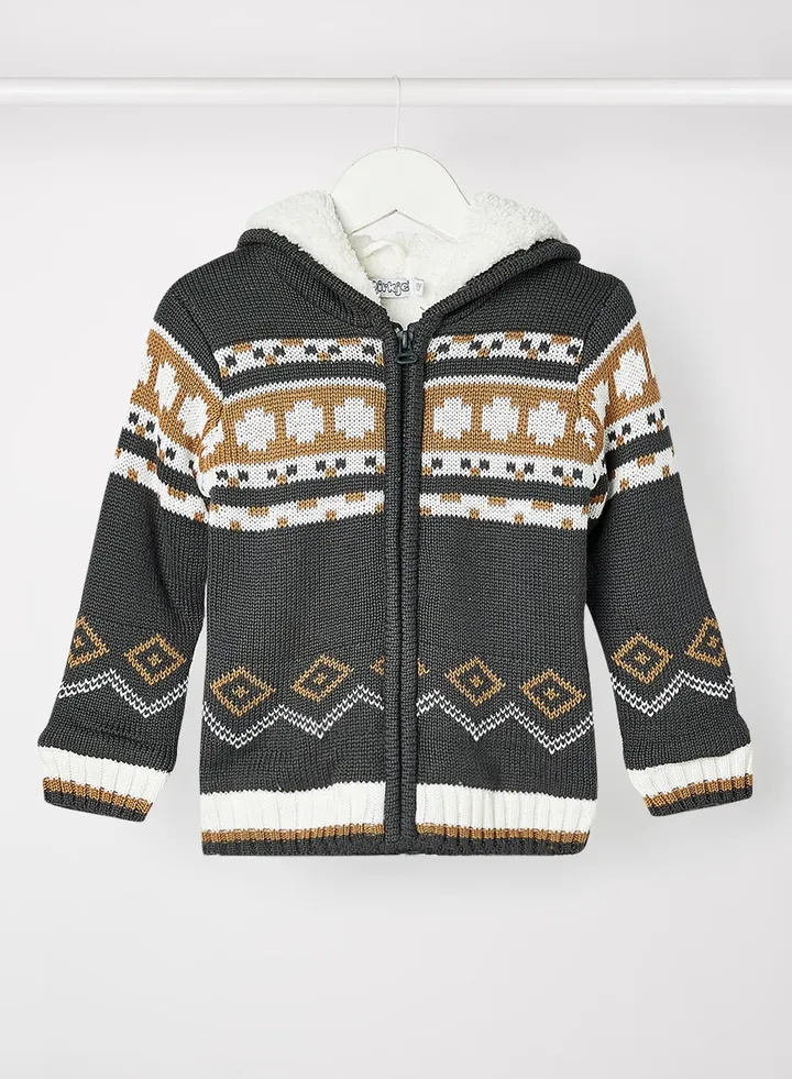 Baby/Kids Zip-Up Hooded Cardigan Grey