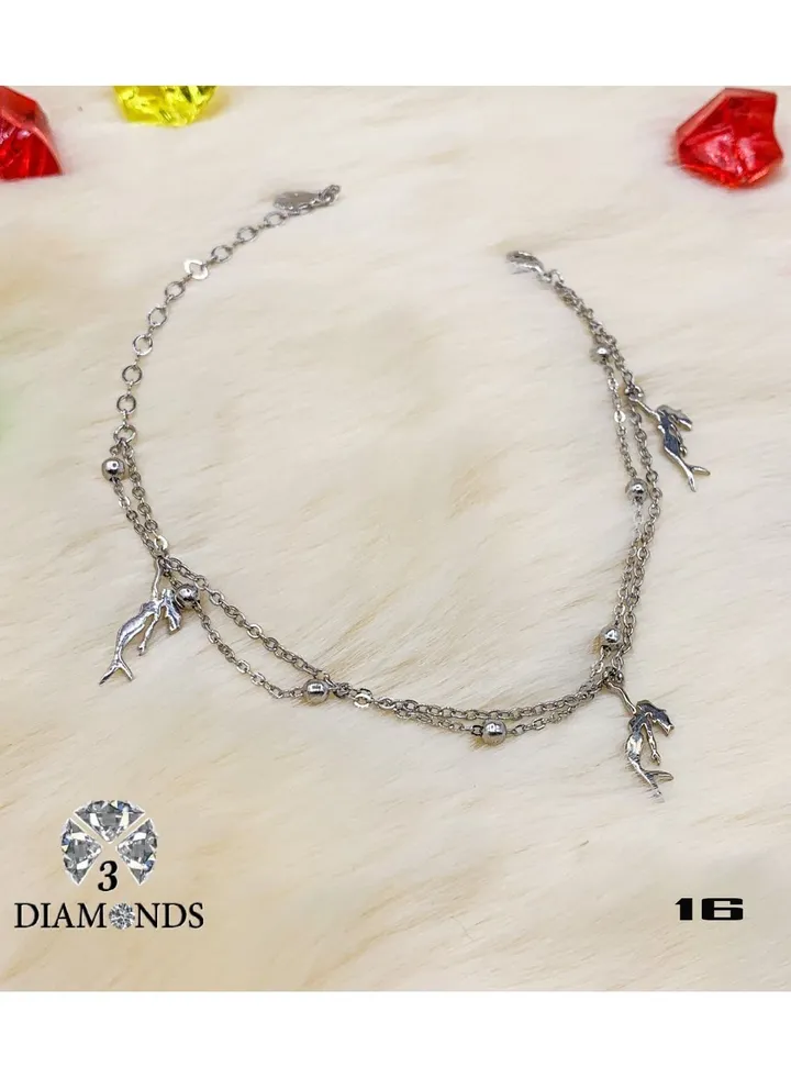 3Diamonds Anklets For Women Platinum Plated
