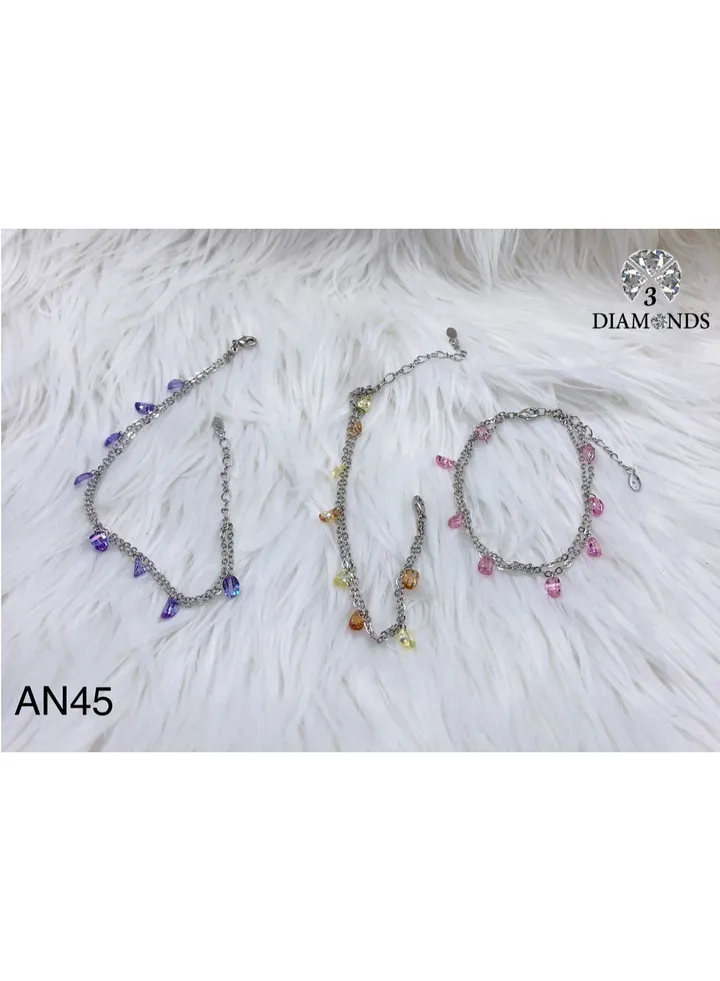 3Diamonds Anklets For Women Platinum Plated