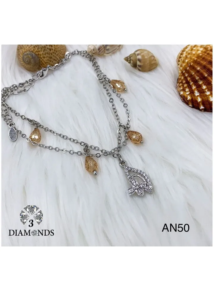 3Diamonds Anklets For Women Platinum Plated