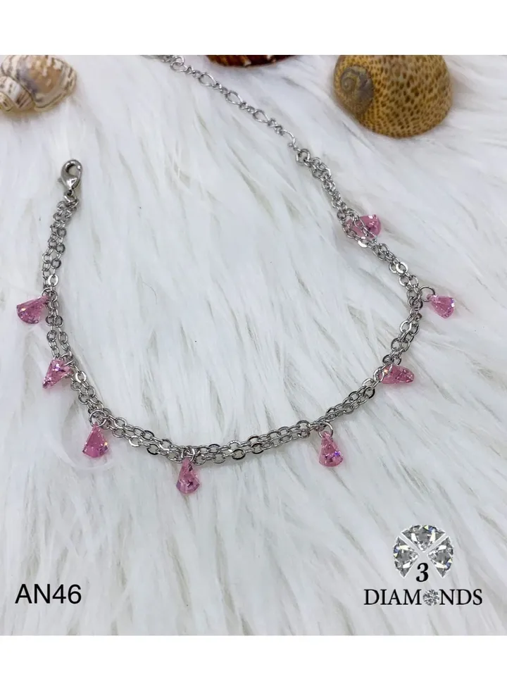 3Diamonds Anklets For Women Platinum Plated