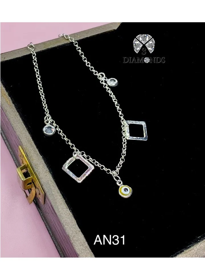 3Diamonds Anklets For Women Platinum Plated
