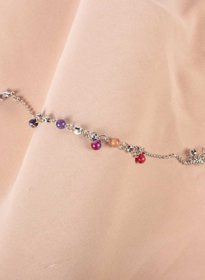 Multicolored Stainless Steel Silver Anklet