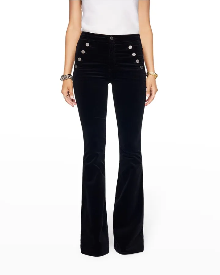 Helena Velveteen Flare-Leg Pants