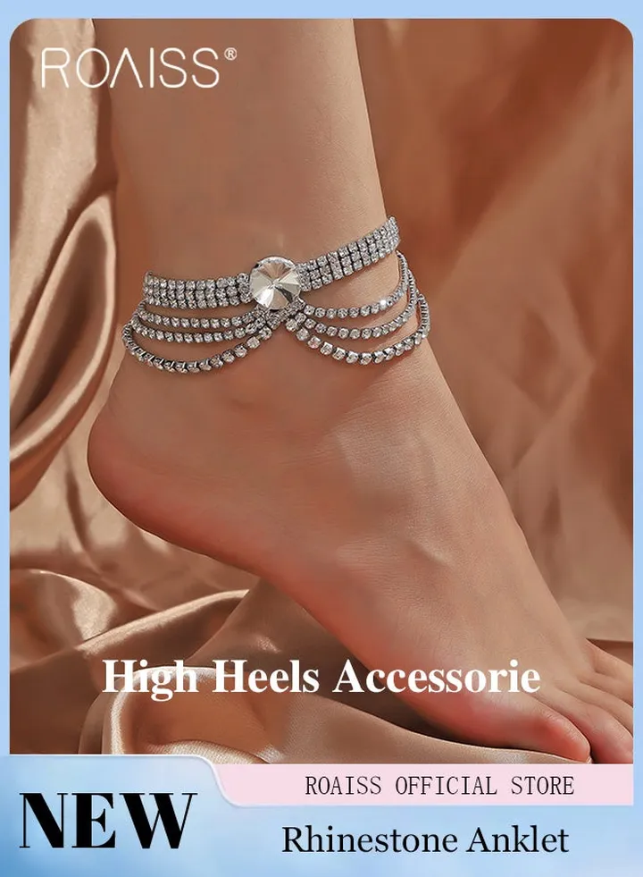Women's Anklet Women's Rhinestone Tassel Anklet Jewelry Women's High Heel Accessories