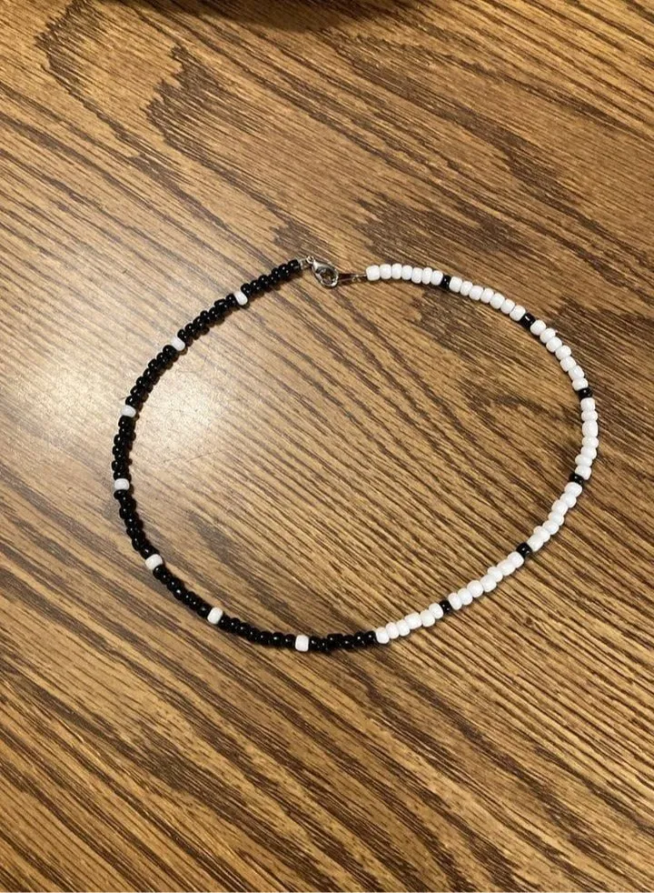 EvancyStore Handmade Anklet Black and White women's accessories