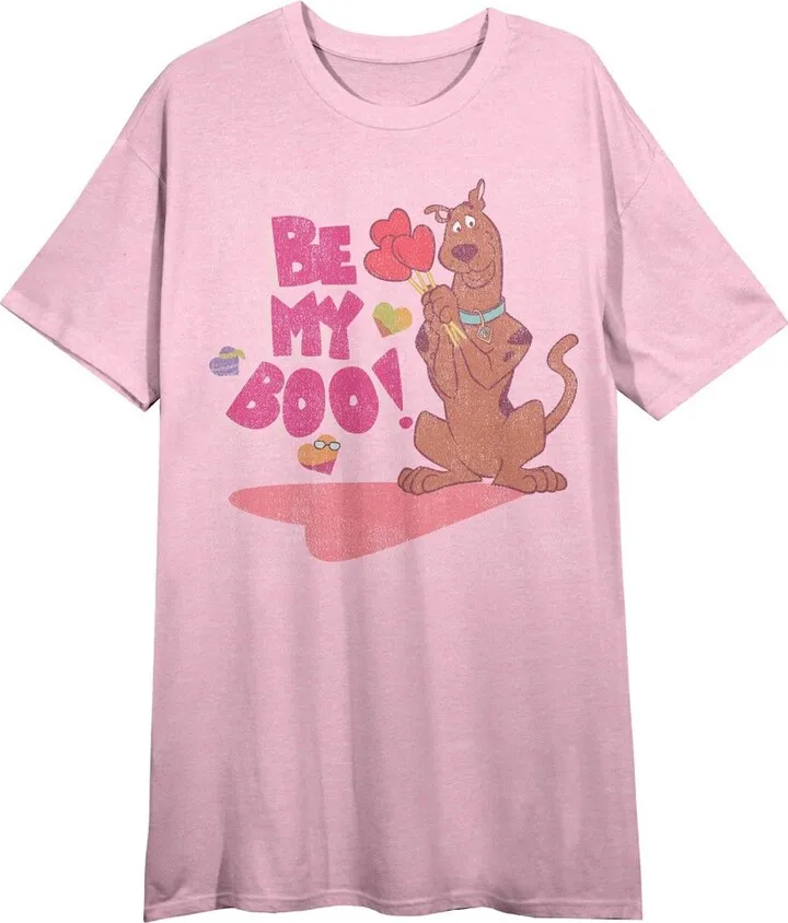 Scooby Doo "Be My Boo" Women’s Pink Short Sleeve Crew Neck Sleep Shirt-Small