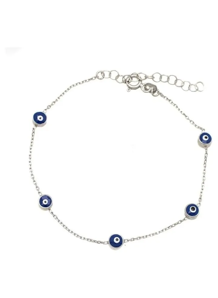 Silver Evil Eye gold anklet