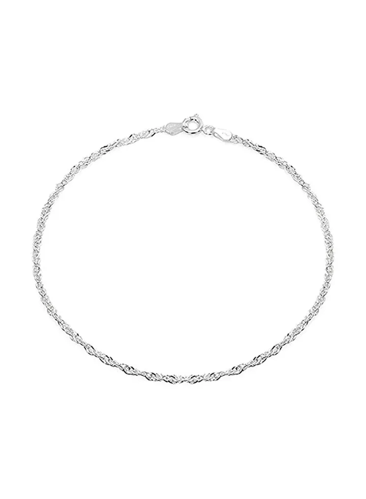 925 Sterling Silver Singapore Chain Anklet