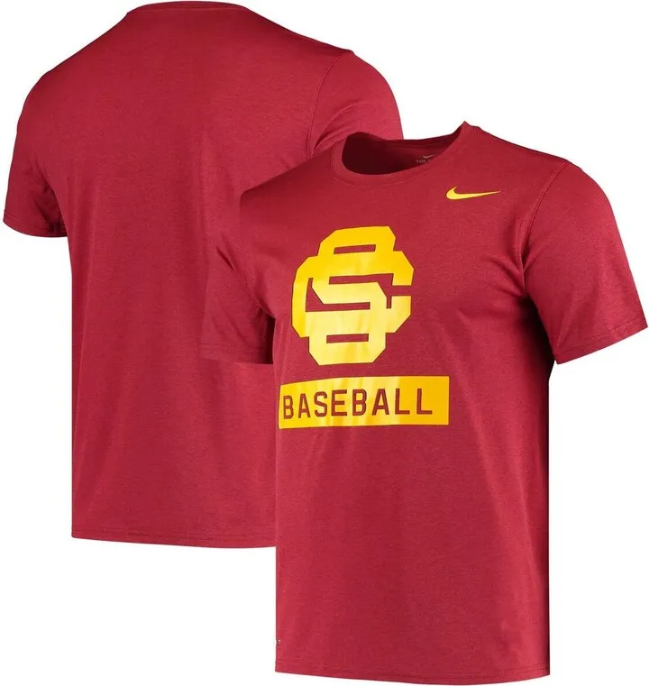 Men's Nike Heathered Cardinal Usc Trojans Baseball Logo Stack Legend Performance T-shirt