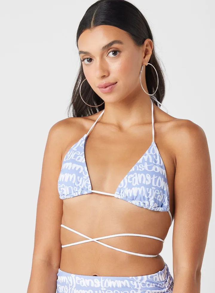 Halter Neck Printed Bikini Top