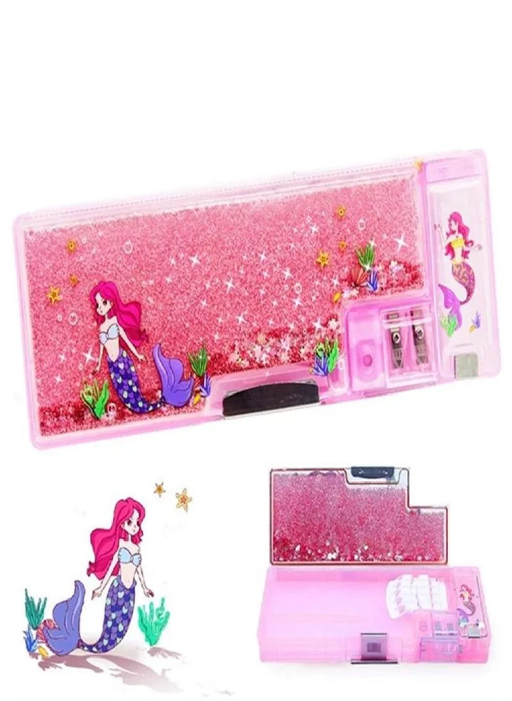 Cartoon Quicksand Pencil Case Large-capacity Pencil Box Girls Pen Box School Supplies
