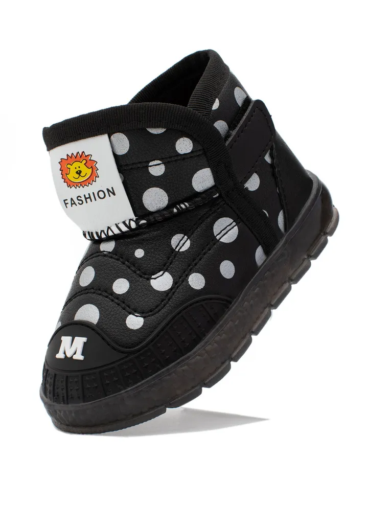 Lucky Kids Baby Boys Girls High Top Ankle Synthetic Leather Soft Rubber Sole Anti-Slip Toddler Winter Boots