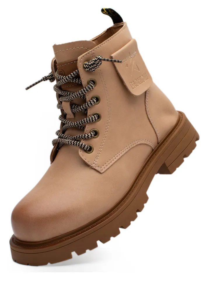 Lucky Kids Classic Lace Up & Side Zipper Unisex Kids Ankle Boots With Non-slip Anti Skid Soles For Outdoor Walking & Fashion
