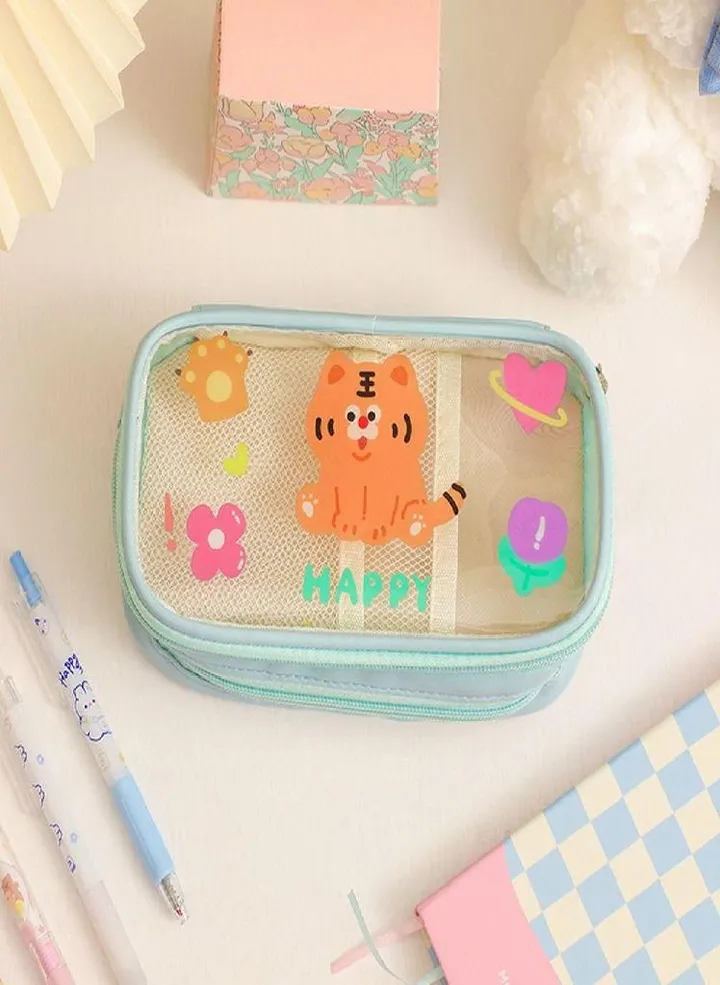 Writing Supplies School Supplies Cute Bear Pencil Case Pencil Bag Transparent Pen Bag Pencil Pouch