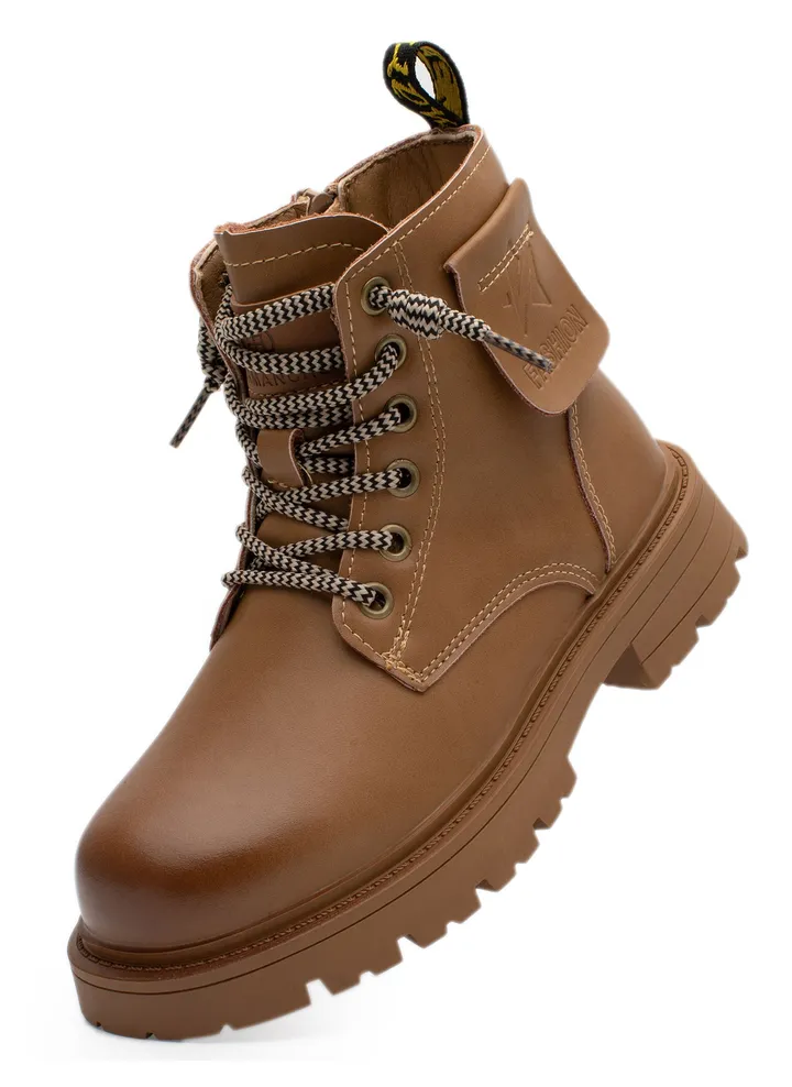 Lucky Kids Classic Lace Up & Side Zipper Unisex Kids Ankle Boots With Non-slip Anti Skid Soles For Outdoor Walking & Fashion