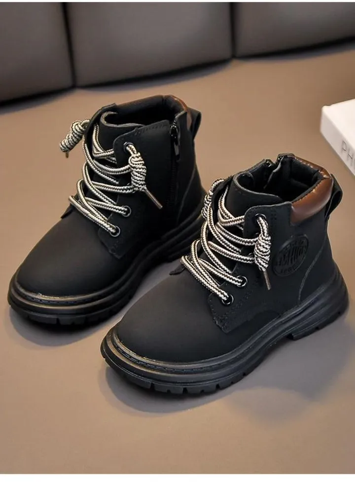 Add Velvet For Children To Keep Warm Ankle Boots Black