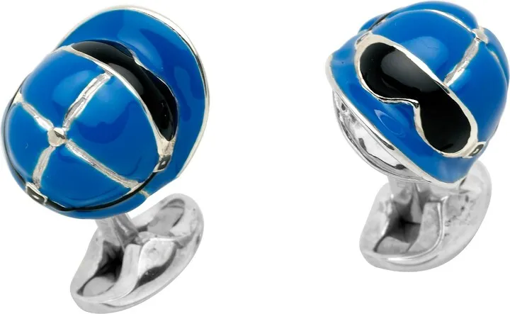 Deakin & Francis - Deakin & Francis Sterling Silver Blue Jockey Cap Cufflinks