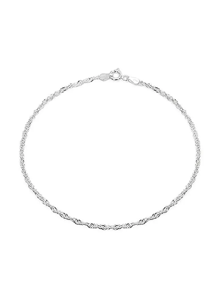 925 Sterling Silver Singapore Chain Anklet