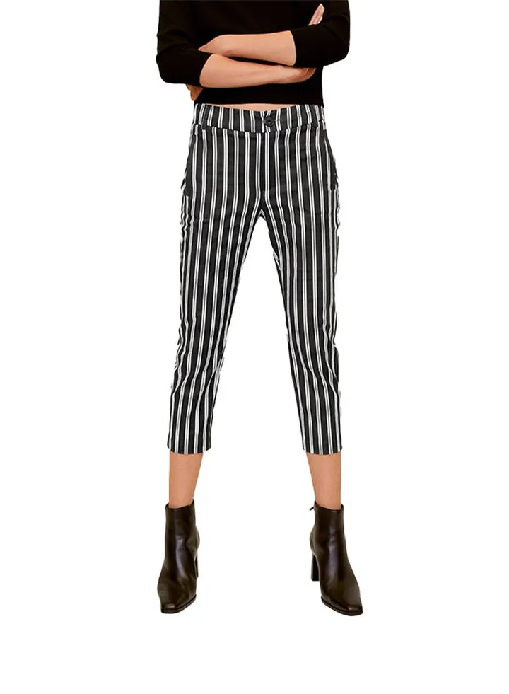 Striped Slim Fit Pants Black/White