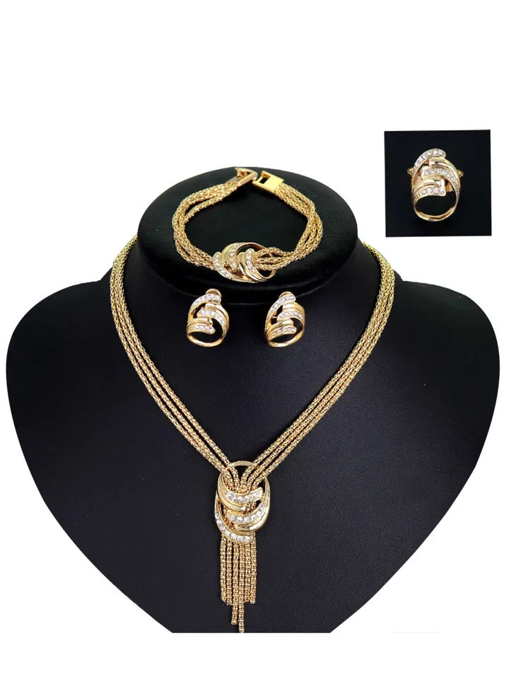 Jewelry for Women, 4 Pcs Necklace Earrings Bracelet Ring Bridal Sets Brides Wedding Party Costume Accessories Gifts