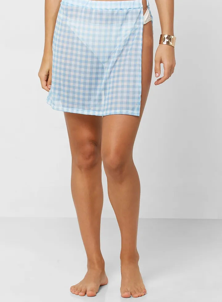 Mesh Ring Detail Beachwear Skirt