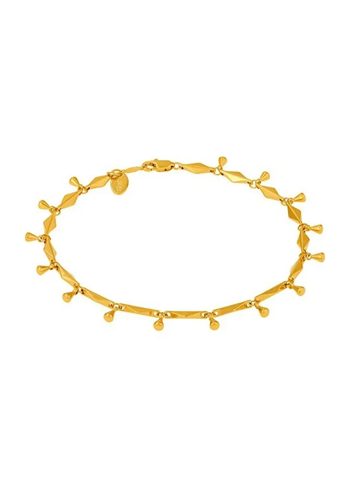 24 Karat Gold Plated Brass Teadrop Anklet