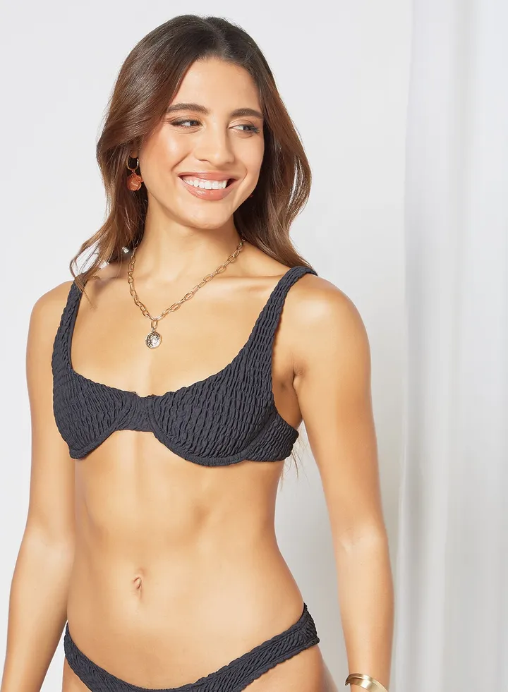 Roman Shirred Bra Black