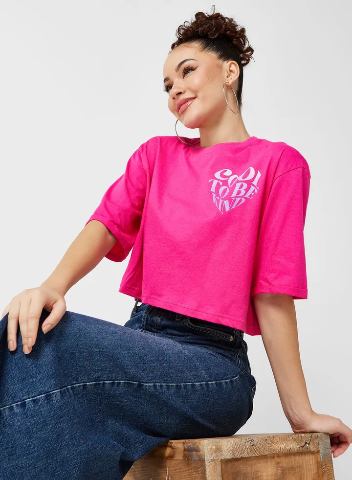 Oversized Graphic Crop T-Shirt