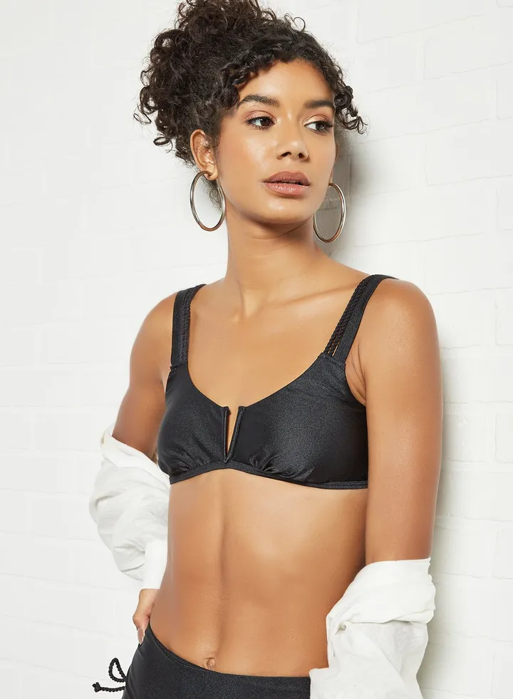 Double Strap Bikini Top Black