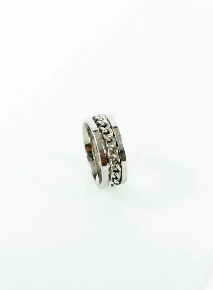 Stainless Steel spinner Ring For Him silver size 9/19