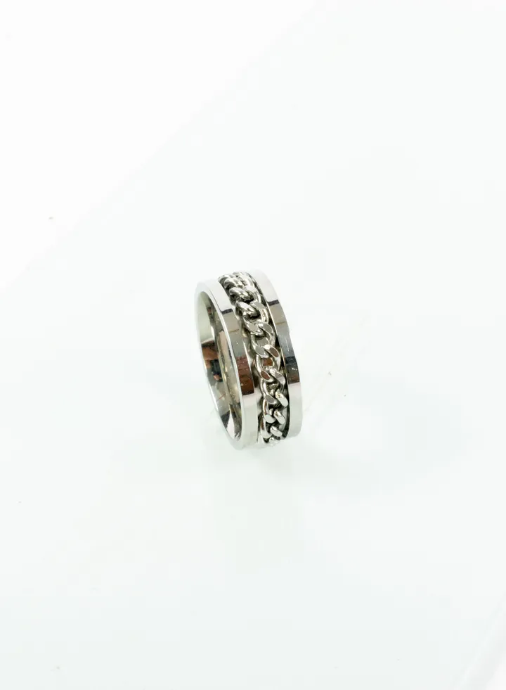Stainless Steel spinner Ring For Him silver size 8/18