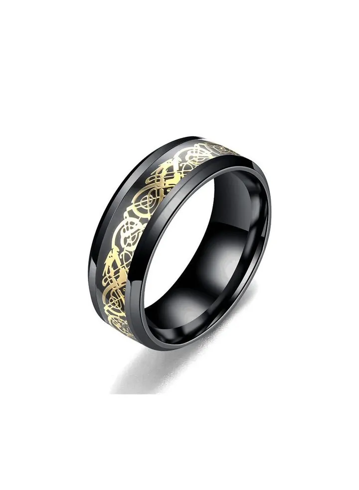 Stainless Steel Ring For Him Black/Gold size 8/18