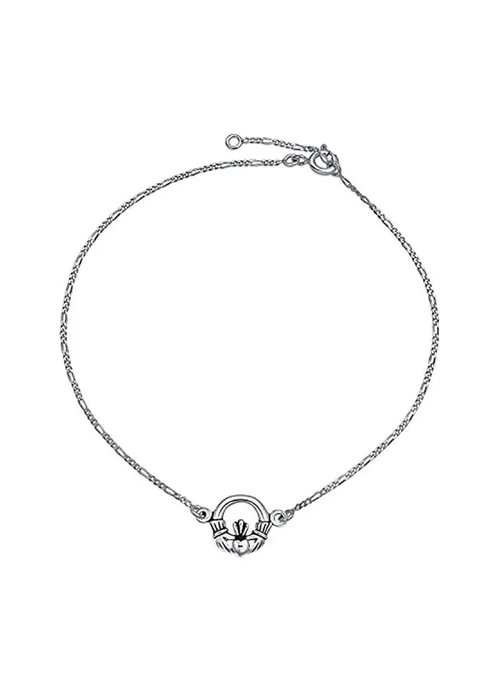 925 Sterling Silver Celtic Claddagh Anklet