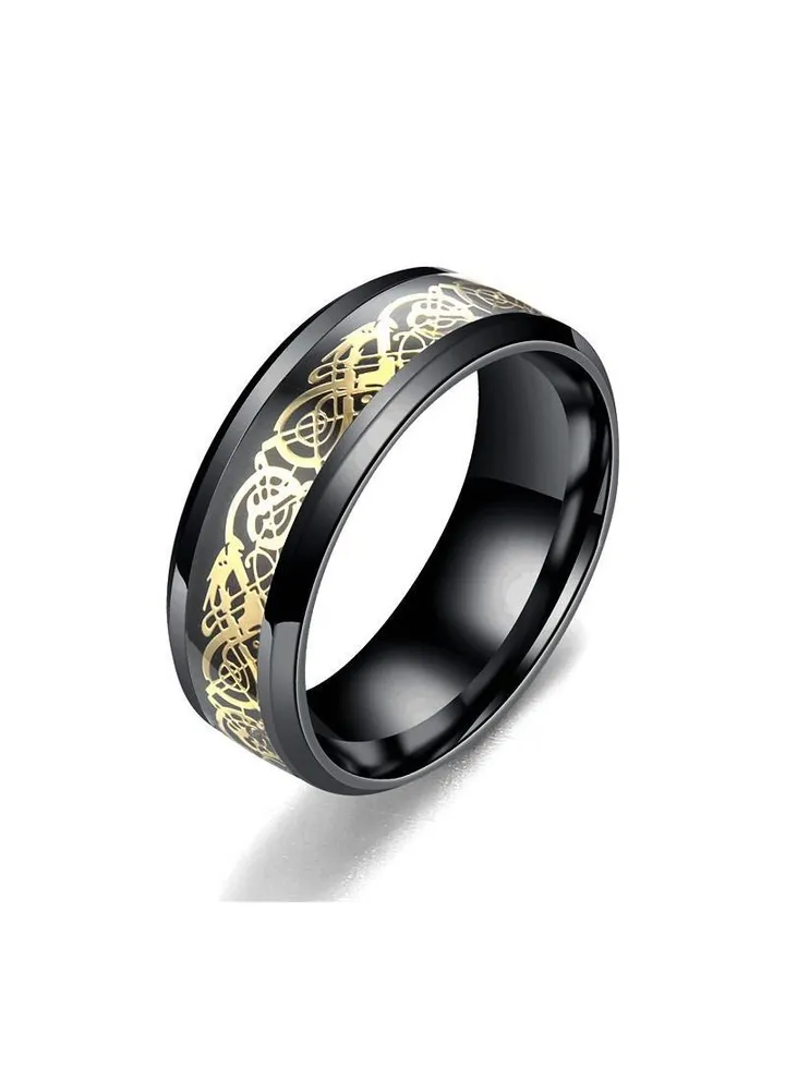 Stainless Steel Ring For Him Black/Gold size 9/19