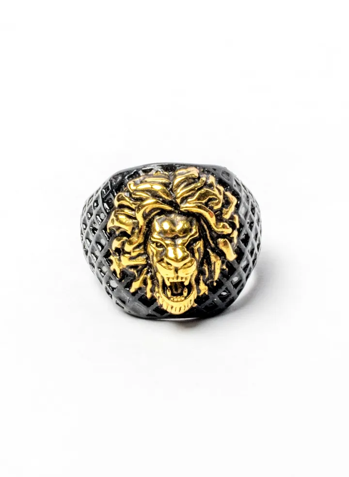 Tungsten Lion Head Black Zirconic Ring For Him Size 9 US/Size 19