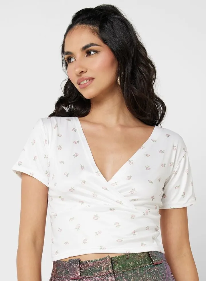 Printed Wrap Front T-Shirt 