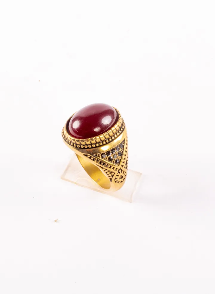 Tungsten Golden Zirconic Ring with Brown Stone For Him Size 11/21