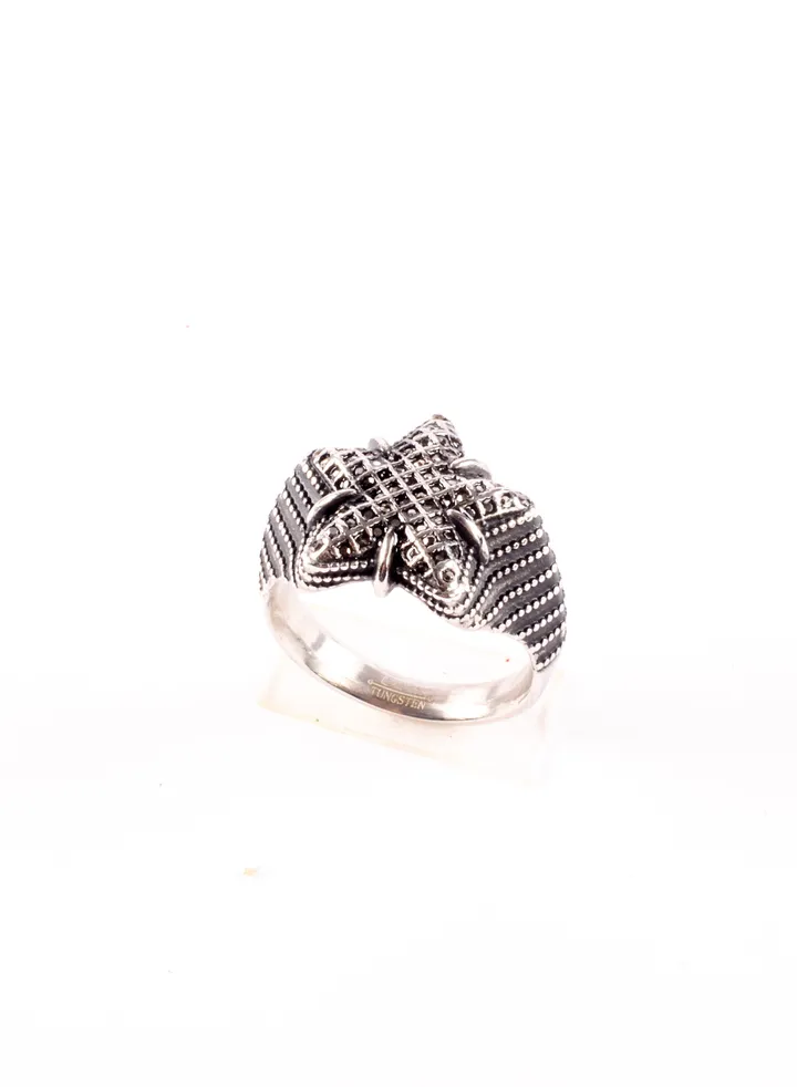 Tungsten Silver Zirconic Star Ring For Him Size 10/20