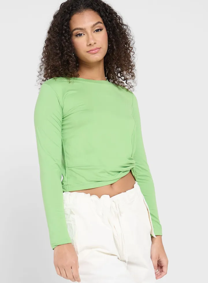 Long Sleeve Knotted T-Shirt