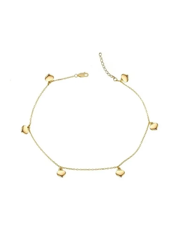 Italian Style Plated Chain Heart Charms Anklet