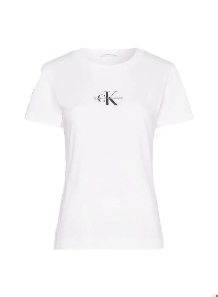 Women's Slim Monogram T-Shirt - cotton jersey, White