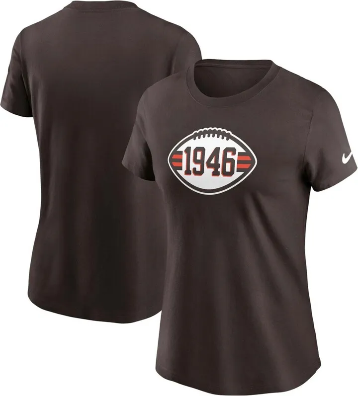 Women's Brown Cleveland Browns 75th Anniversary 1946 T-shirt