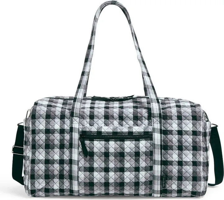 Vera Bradley Women's Recycled Cotton Large Travel Duffel Bag Kingbird Plaid